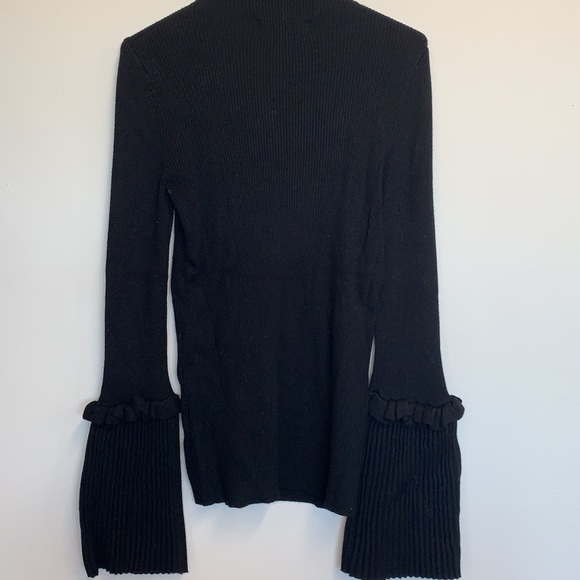 Black ribbed turtleneck with ruffled bell sleeves - Picture 4 of 4